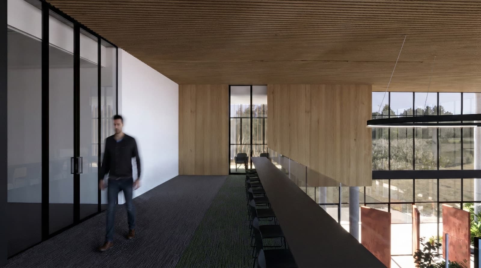 Mezanino do campus — render arquitetônico